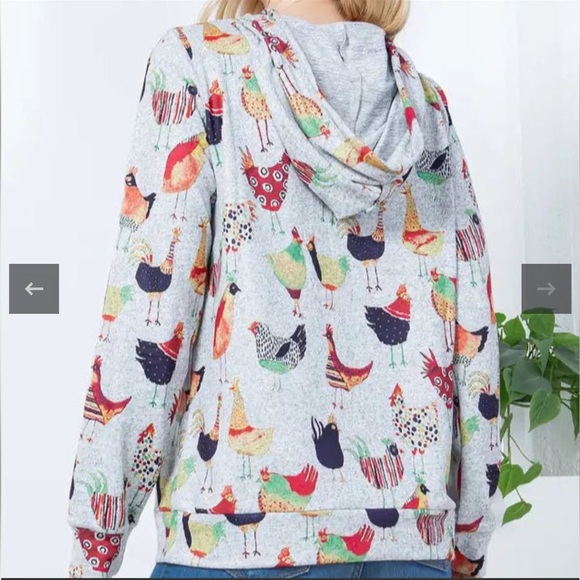 L.A. Soul Colorful Chicken Print Pullover Hoodie Soft Cozy Women’s Size Medium - Picture 8 of 11